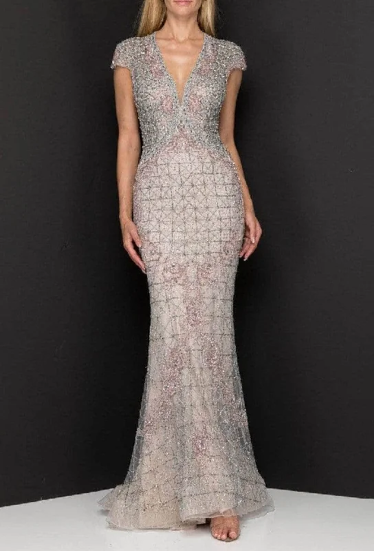 Closeout Terani Couture 2011GL2206 - Embellished Cap Sleeve Evening Dress