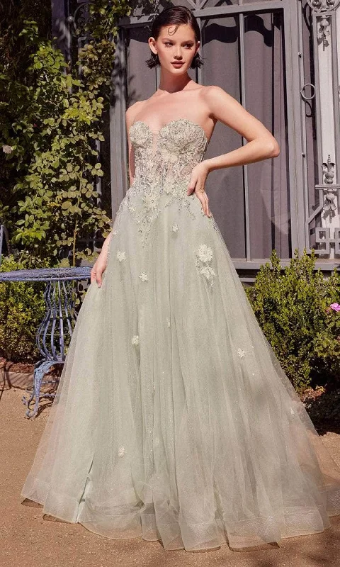 Last Chance Andrea and Leo A1418 - Sweetheart Floral Appliqued Prom Gown