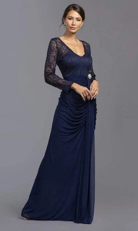 Special Promotion Trevi Collection - Lace Long Sleeves Sheath Dress D189 - 1 pc Dusty Rose In Size M Available