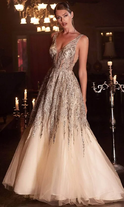Massive Deals Ladivine C135 - Plunging Sequin Tulle Prom Dress