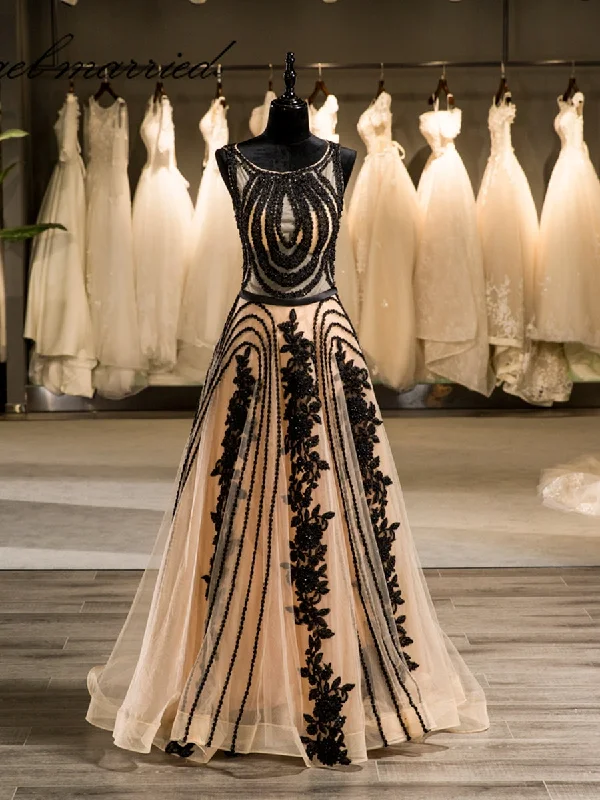 Extra Savings Special A-Line/Princess Crew Sleeveless Applique With Beading Organza Floor-Length Wedding Dresses