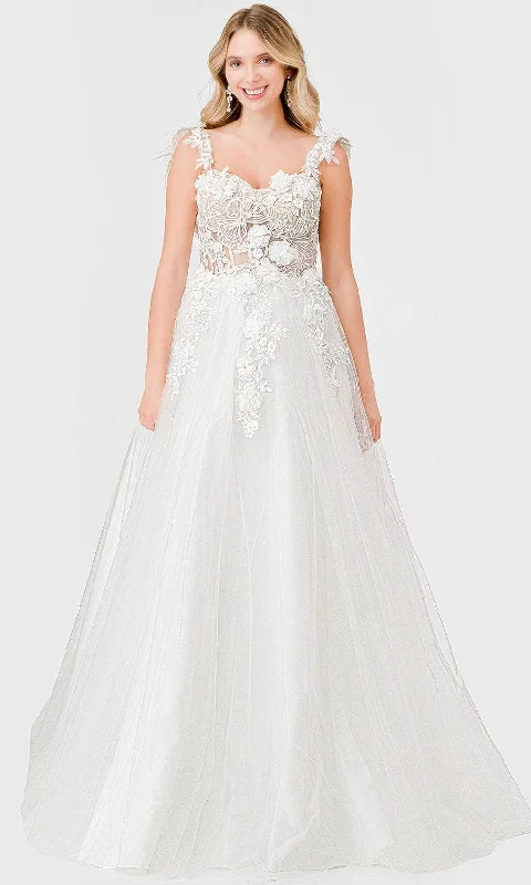 Price Slash Trevi Collection Bridal - MS0026 Floral Appliqued Sweetheart Bridal Dress