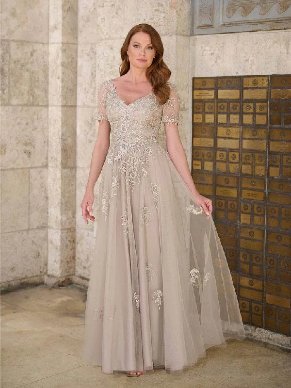 Final Clearance Christina Wu Eleganve 17172 - Short Sleeve Appliqued Evening Gown