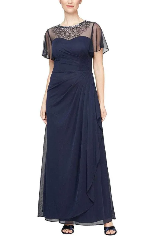 Hurry In Alex Evenings 8132995 - Bejeweled Illusion Neckline Long Dress