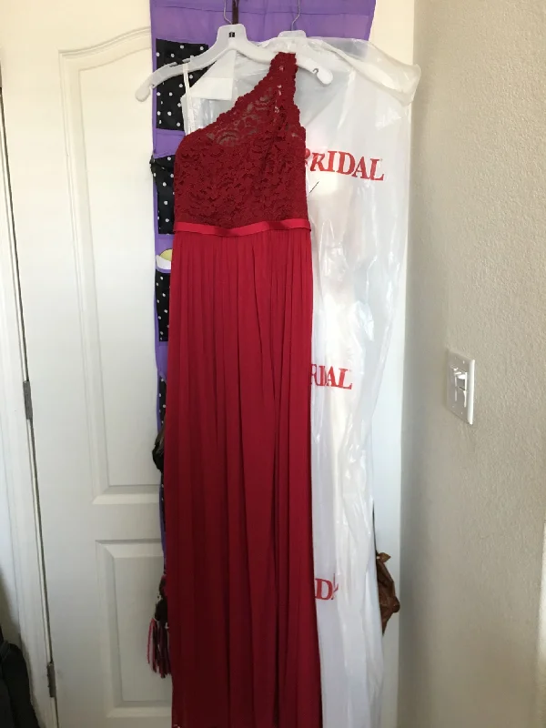 Online Exclusive David's Bridal Long One Shoulder Lace Bridesmaid Dress