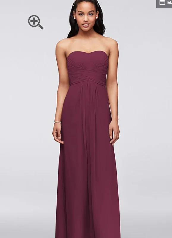 Best Deals David's Bridal Strapless Chiffon Dress & Pleated Bodice F1555