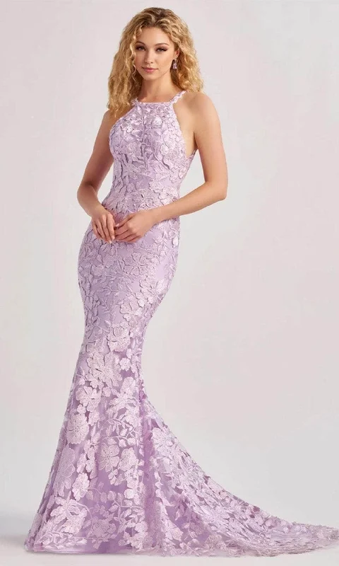 Flash Deals Colette By Daphne CL8665 - Embroidered Halter Prom Dress