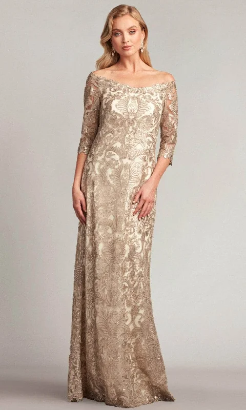 Mega Sale Tadashi Shoji ATV18236L - Off-Shoulder Embroidered Formal Gown
