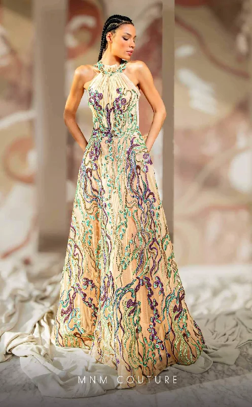 Low Prices MNM Couture K4167 - High Halter A-Line Evening Gown