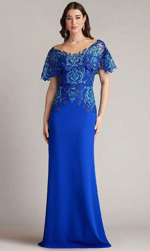 Deal Dash Tadashi Shoji CGB24643L - Butterfly Sleeve Embroidered Gown