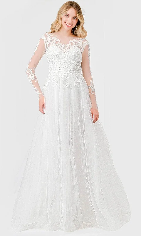 Flash Sale Trevi Collection MS0032 - Sheer Long Sleeve Embroidered Wedding Gown