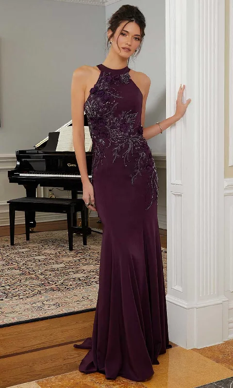 Special Price MGNY By Mori Lee 72828SC- Sleeveless Halter Evening Gown