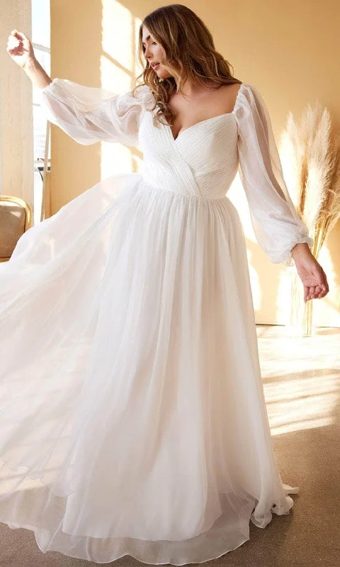 Final Markdown Ladivine CD243WC - Long Sleeve Sheer Wedding Gown