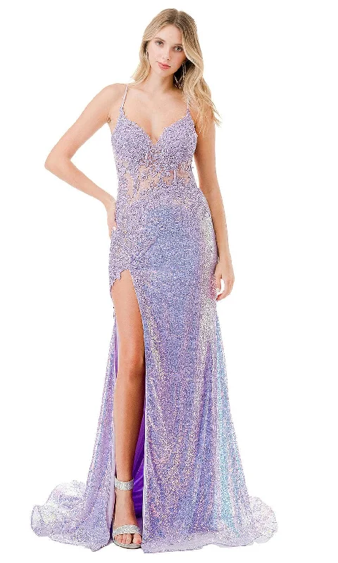 Price Drop Aspeed Design L2761M - Sequin Appliqued V-Neck Evening Gown