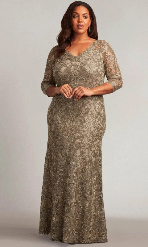 Weekend Deal Tadashi Shoji ALX2003LXQ - Quarter Sleeve Embroidered Formal Gown