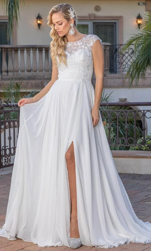 Discount Deals Dancing Queen 0249 - Cap Sleeve Embroidered Wedding Dress