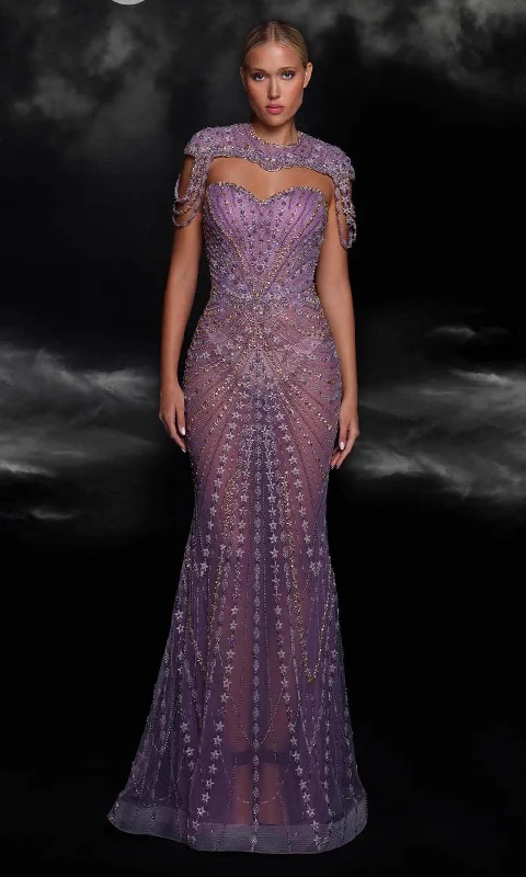 Flash Sale MNM Couture K4098 - High Neck See-Through Evening Gown
