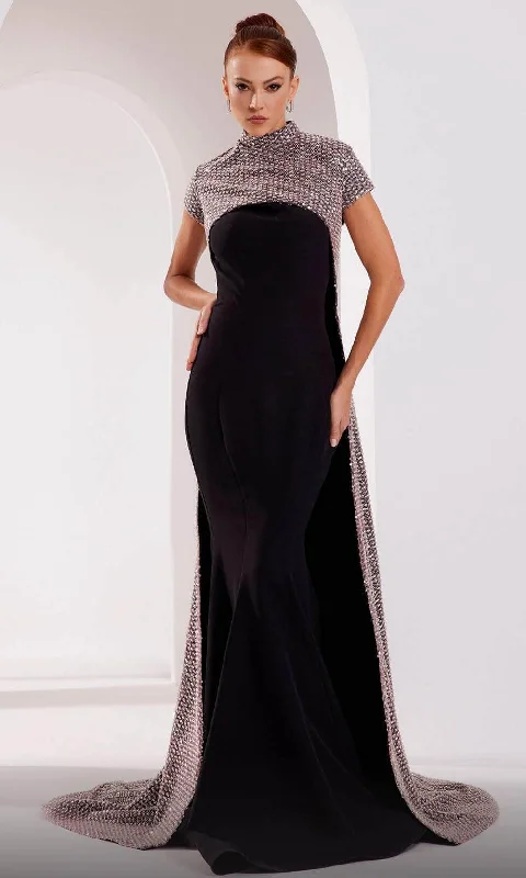 Super Bargain MNM Couture N0554 - Metallic High Neck Evening Dress