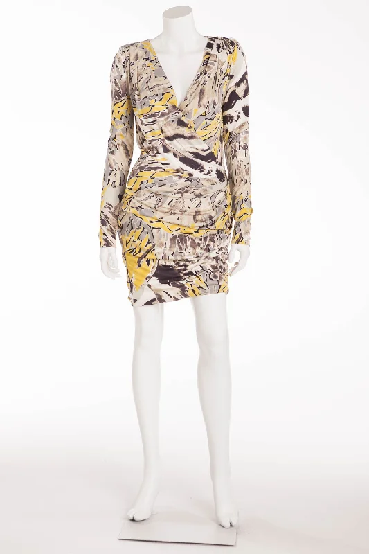 Crazy Savings Emilio Pucci - Yellow and Gray Print Dress Long Sleeve - IT 42