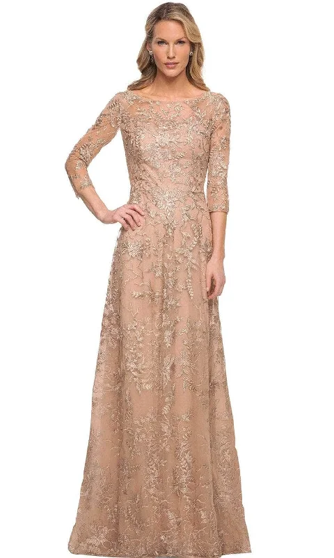 Don't Wait La Femme 30021 - Quarter Sleeve Bateau Neck Mother of the Bride Dress