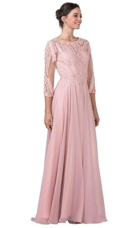 Referral Discount Trevi Collection - M2387 Quarter Sleeve Embroidery-Ornate Dress