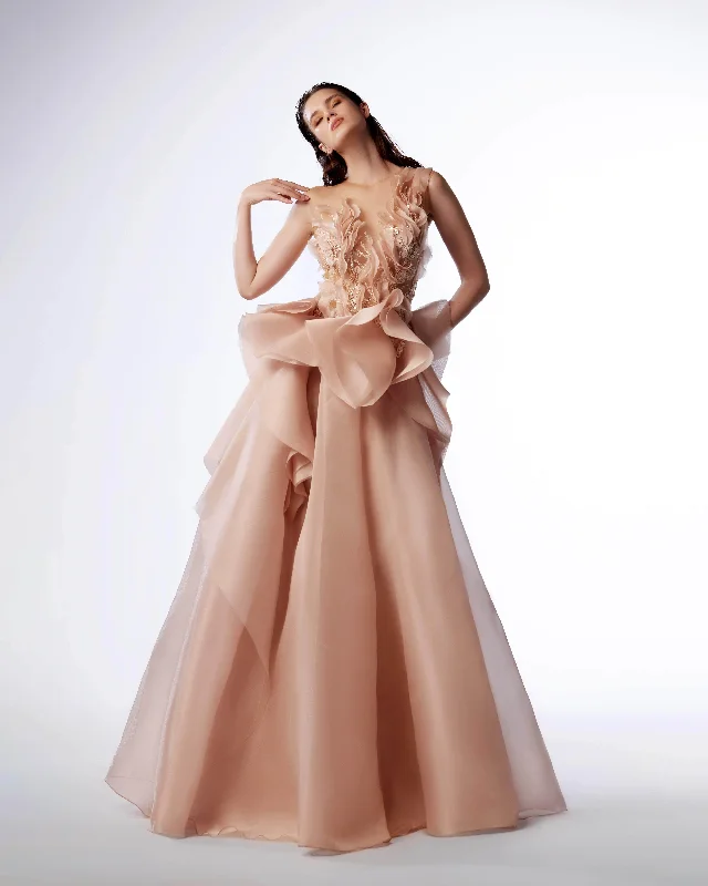 Clearance Items MNM Couture G1723 - Ruffled Peplum Evening Gown