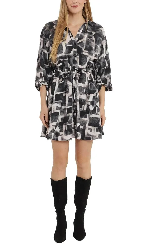 Amazing Deals London Times T6017M - V-Neck Dolman Sleeve Short Dress