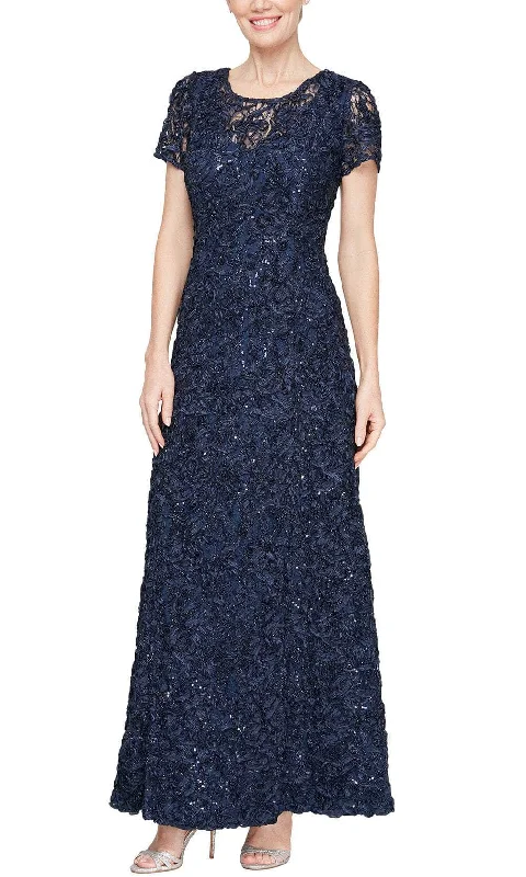 Lowest Price Alex Evenings 81122670 - Short Sleeve Floral Motif Long Dress