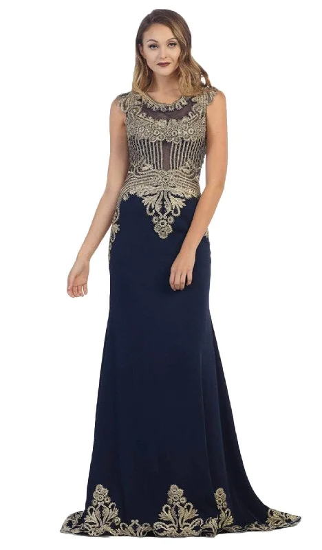 Doorbuster Deal May Queen RQ-7436 - Illusion Jewel Gilded Evening Gown