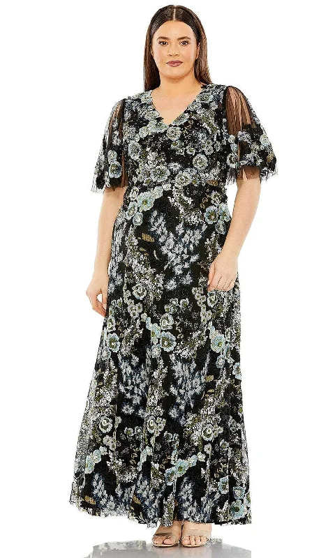Customer Appreciation Sale Mac Duggal 20630 - Flutter Short Sleeve Embellished Evening Dress