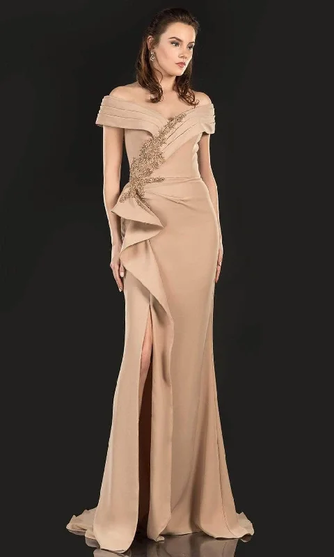 Unmissable Offer Terani Couture 2021M2986 - Pleated Off Shoulder Formal Gown