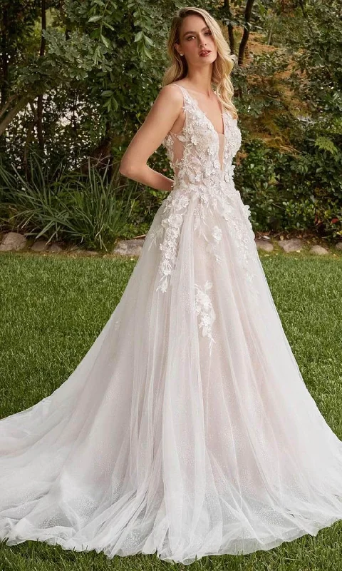 Price Cut Cinderella Divine CDS436W - A-line Bridal Gown with 3D Embellishments