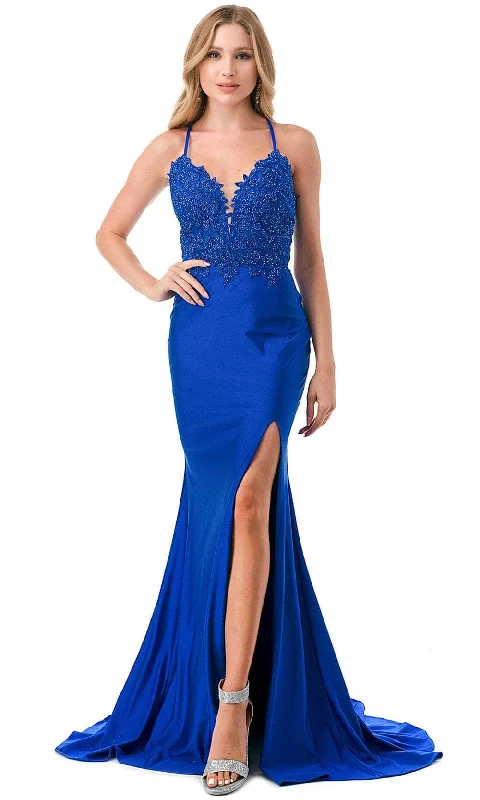 Shop and Save Aspeed Design L2814T - Lace-Up Back Sheath Evening Gown