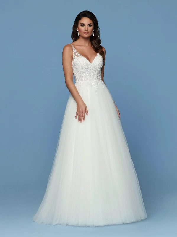 Super Bargain Da Vinci 50571 - Illusion V-Neck A-Line Bridal Gown