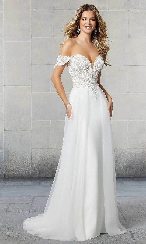 Midnight Madness Mori Lee Bridal 6922L - Applique Overskirt Wedding Dress