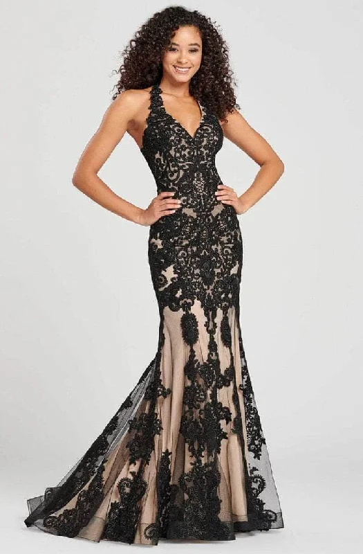 Savings Event Colette By Daphne - CL12071 Embroidered Halter Neck Mermaid Dress