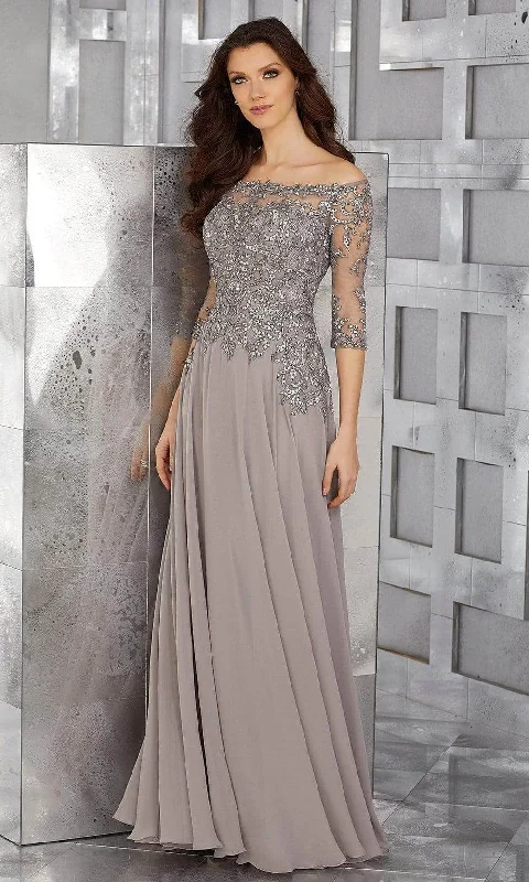 Low Prices MGNY By Mori Lee 71621 - Beaded Off-Shoulder Chiffon Gown