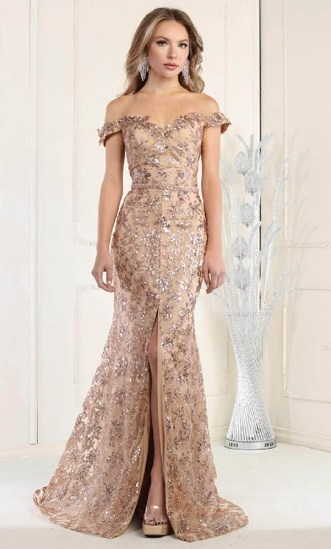 Get It Before It’s Gone May Queen RQ7995 - Off Shoulder High Slit Evening Dress