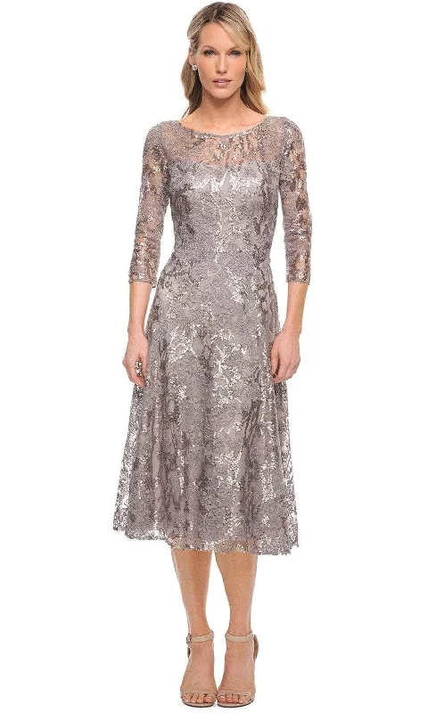 Act Now La Femme 29993SC - Metallic Lace A-Line Cocktail Dress