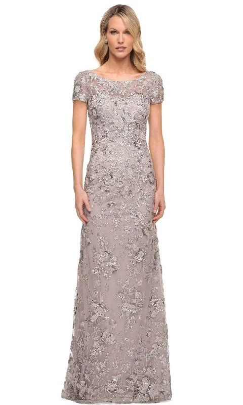 Discount Deals La Femme 30053 - Sheer Lace Short Sleeve Mother of the Groom Dress