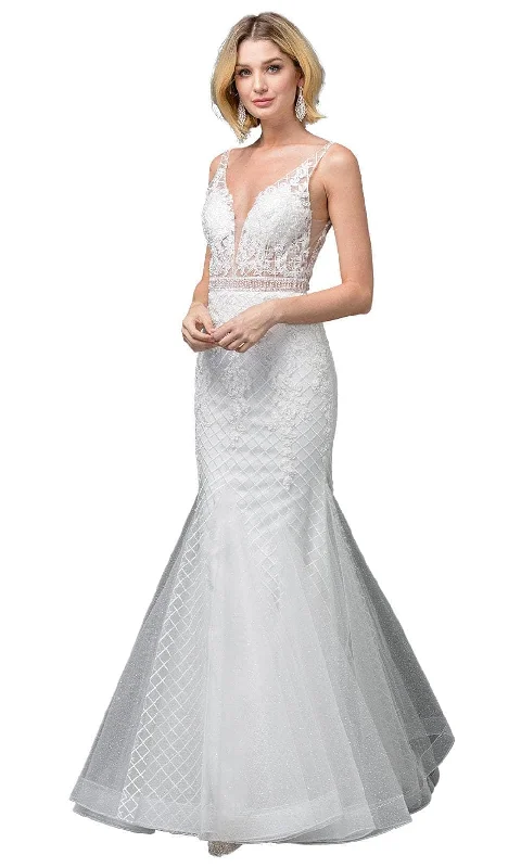 Discount Deals Dancing Queen 0123 - Lace Sleeveless Plunging V-Neck Wedding Gown