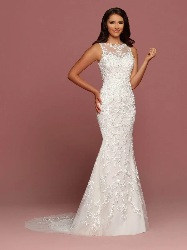 Stock Clearance Da Vinci 50481 - Illusion Bateau Embroidered Bridal Gown