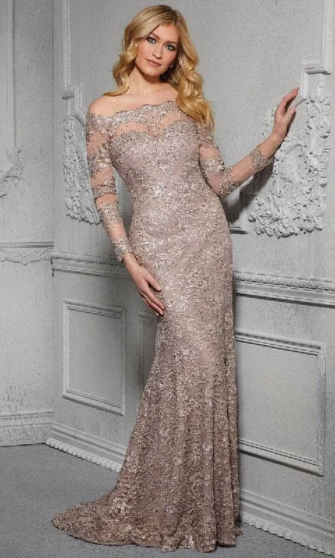 Steals and Deals MGNY By Mori Lee - 72415SC Embellished Off-shoulder Sheer Lace Dress