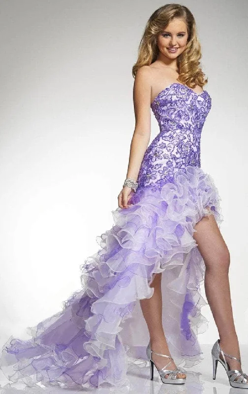 Sale Event Tiffany Homecoming - Strapless Lace Ruffled Prom Dress 16016 - 1 pc Lilac/Ivory in Size 12 Available