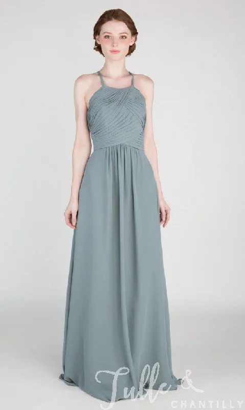 Early Bird Discount Other Halter Long Chiffon Bridesmaid Dress with Open Bac