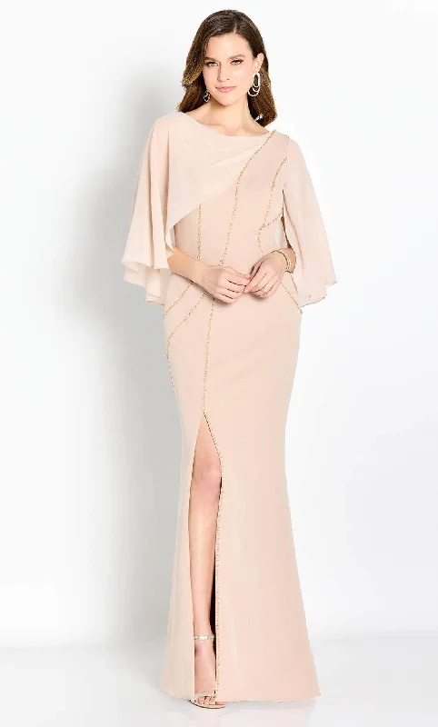 Exclusive Deal Cameron Blake CB764 - Bateau Neck Bead Embellished Long Gown