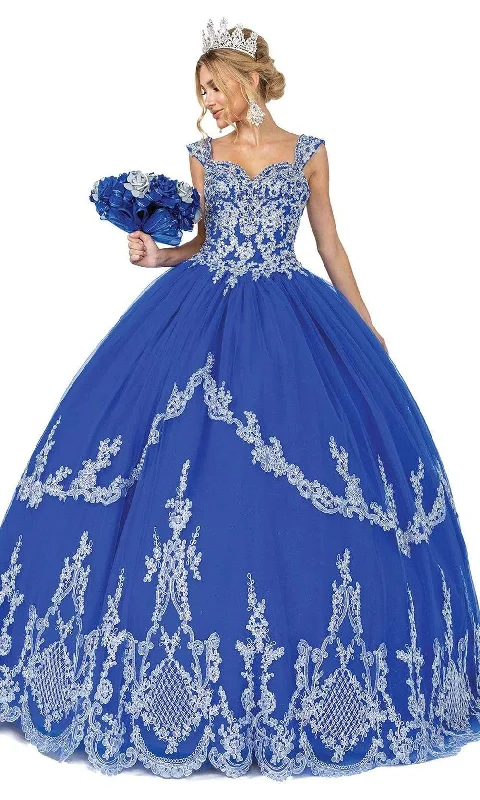 Factory Direct Sale Dancing Queen - 1576 Cap Sleeve Applique Ballgown