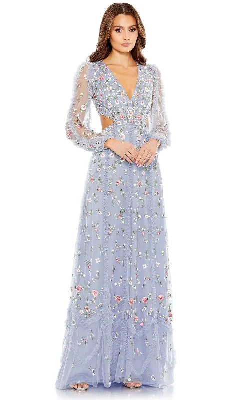 Exclusive Savings Mac Duggal 35107 - Floral Embroidered Sheer Long Sleeve Long Dress