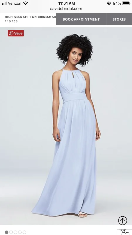 Super Bargain David's Bridal HIGH-NECK CHIFFON BRIDESMAID DRESS WITH KEYHOLE F1