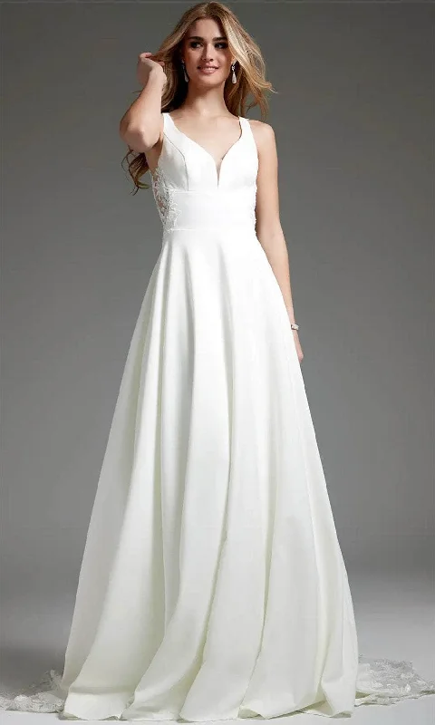 Shop and Save Jovani JB42294 - Beaded Lace Illusion Back Bridal Gown